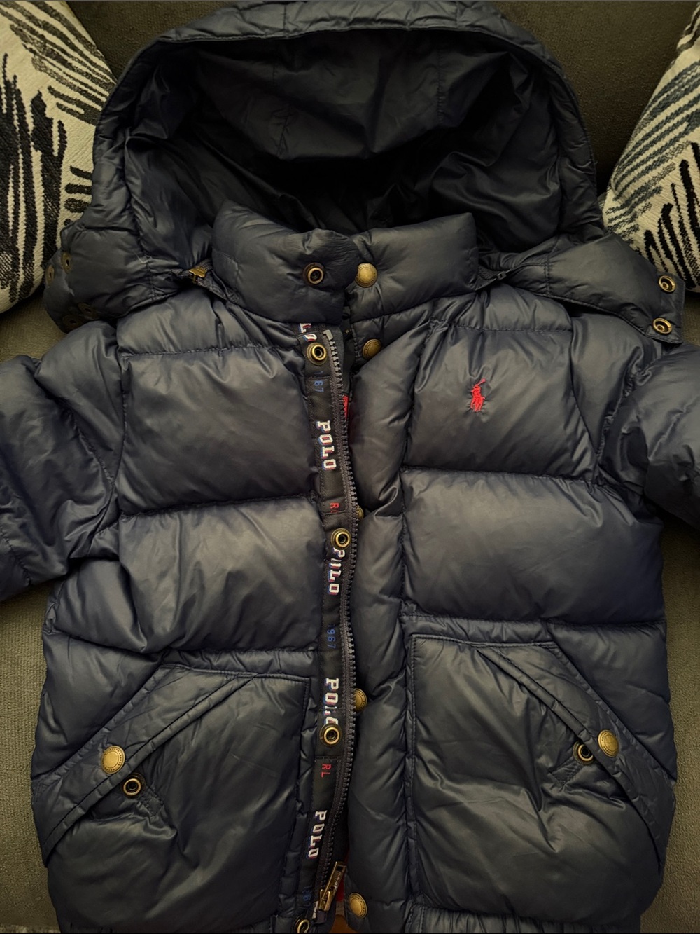 Polo Ralph Lauren Kids Hooded Puffer coat in Blue & Red Like New